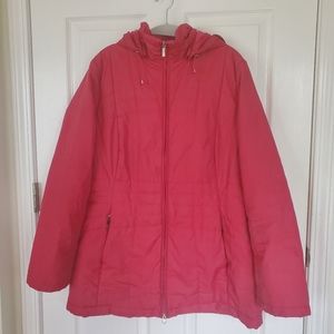 Lands' End womens L red jacket with removable hood